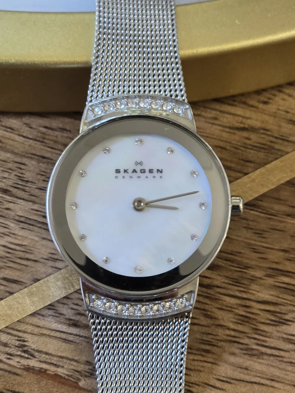 Skagen Silver Mesh Mother-of-Pearl Dial Women's Watch